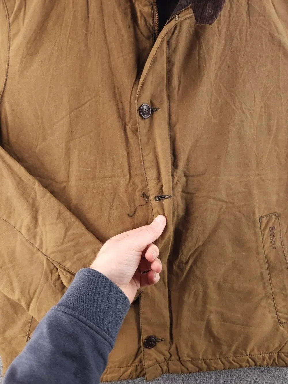 Barbour TOLK Sample Medium Light Brown Waxed Cotton Jacket Men Insulated Coat